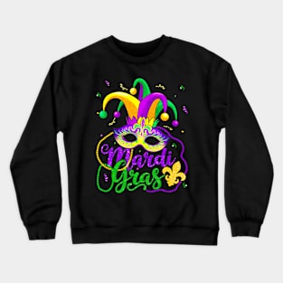 Mardi Gras For Women Kids Men Beads Mask Feathers Hat Crewneck Sweatshirt